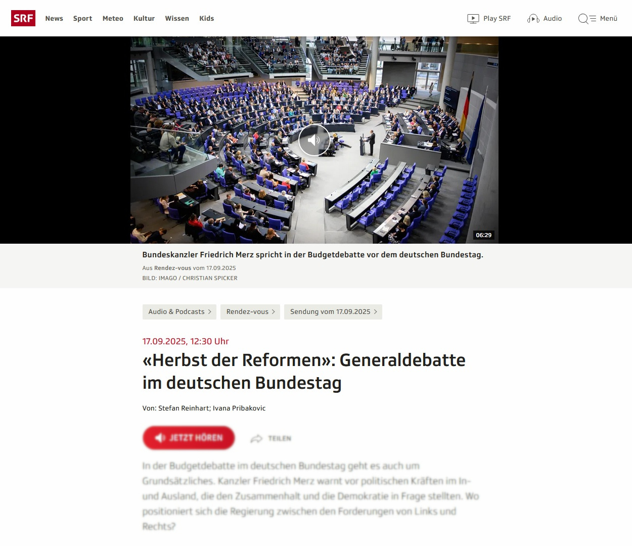 09.2025 Schweizer Radio und Fernsehen (srf.de)